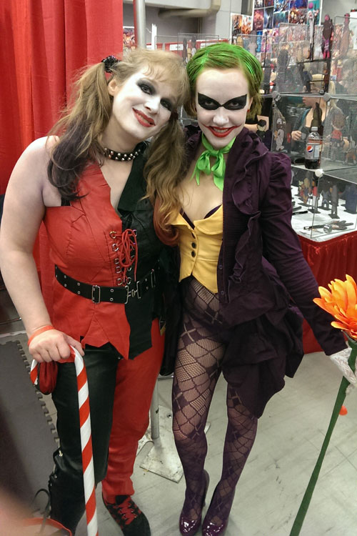 Harley Quinn and female Joker cosplay